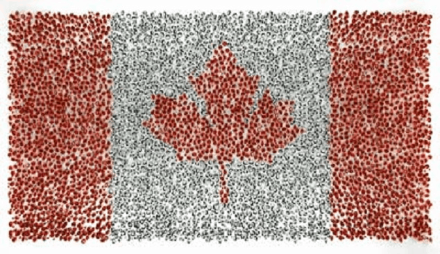 Canada flag made of diamonds