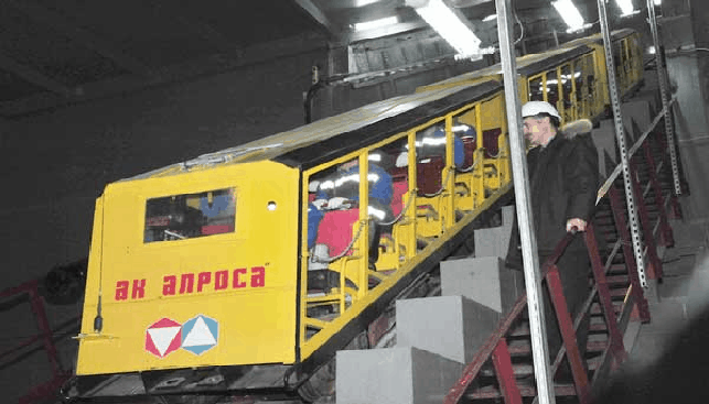 Descent to the underground section of the Aikhal mine