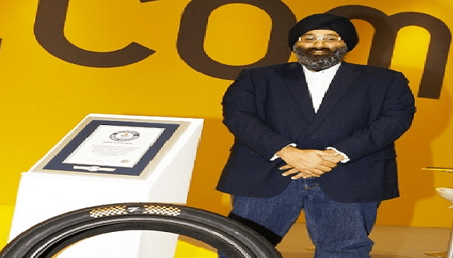Z Tyre CEO Harjeev Kandhari with the World's most Expensive Tyre