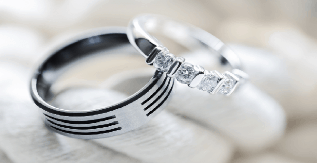 wedding rings from silver platinum and titanium