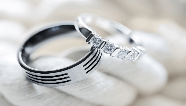 wedding rings from silver platinum and titanium