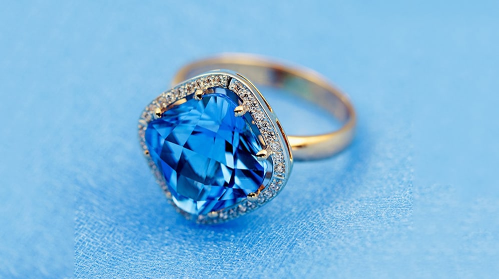 blue citrine ring diamonds