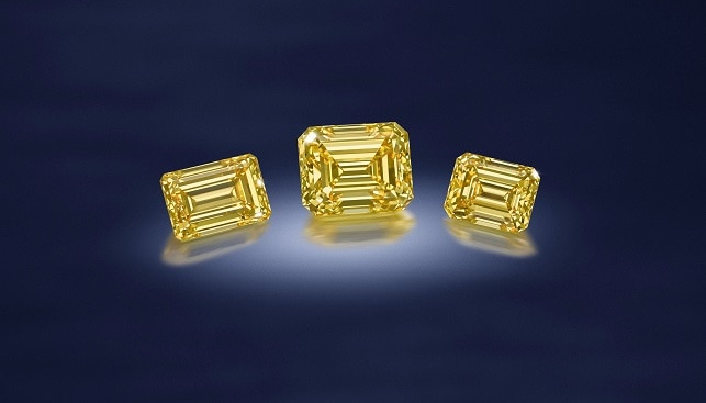 Fancy Vivid Yellow Diamonds emerald shape