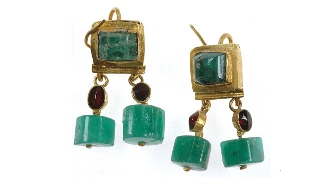 antique gold emerald earrings