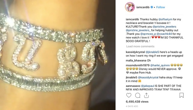 Cardi B Gives 3 Year Old Daughter a Diamond Necklace For Her