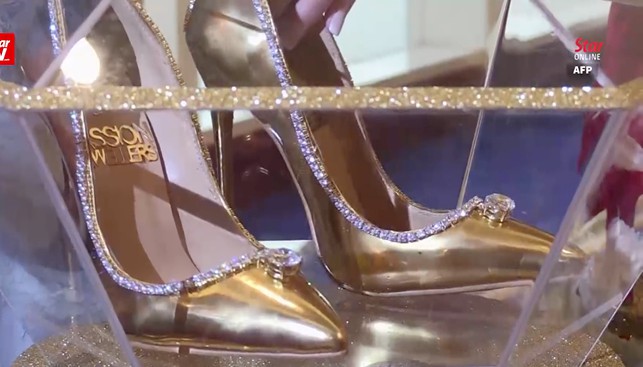 gold diamond shoes