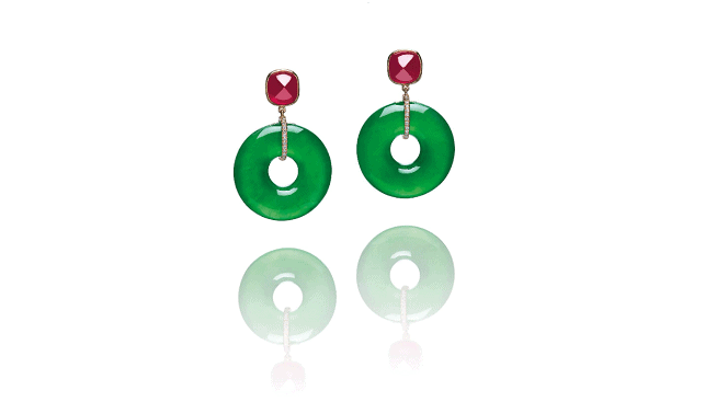 Jadeite Ruby Diamond Earrings Christies