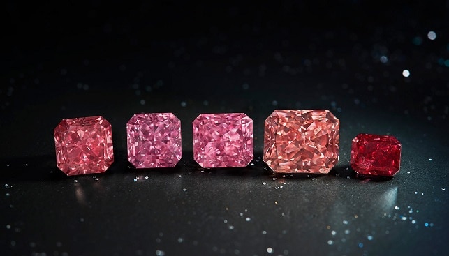 pink and red diamonds from argyle mine by rio tinto