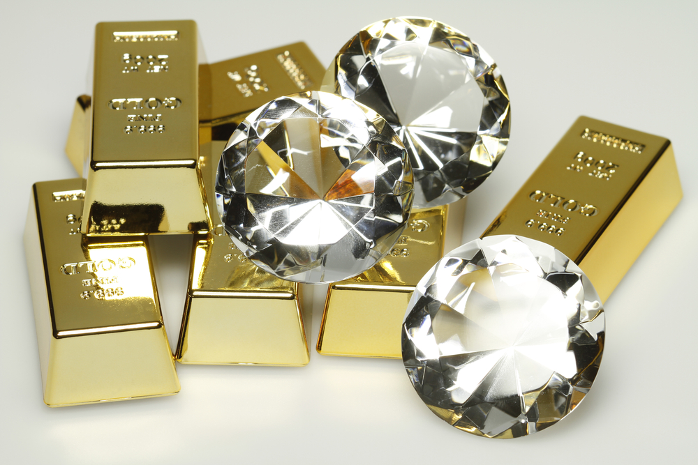 Gold Bars Polished Diamonds