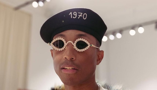 Pharrell sports diamond encrusted shades for Fashion Week