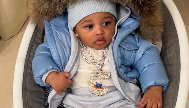 cardi b son diamond necklace